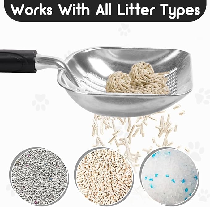 Showvigor Cat Litter Scoop, Metal Cat Scooper, Plastic Handle Scoop, Sifting - Image 3