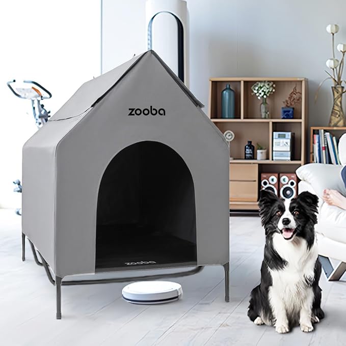 Zooba 48" XL Outdoor Dog House – Weatherproof Elevated Pet Shelter, Breathable - Image 8