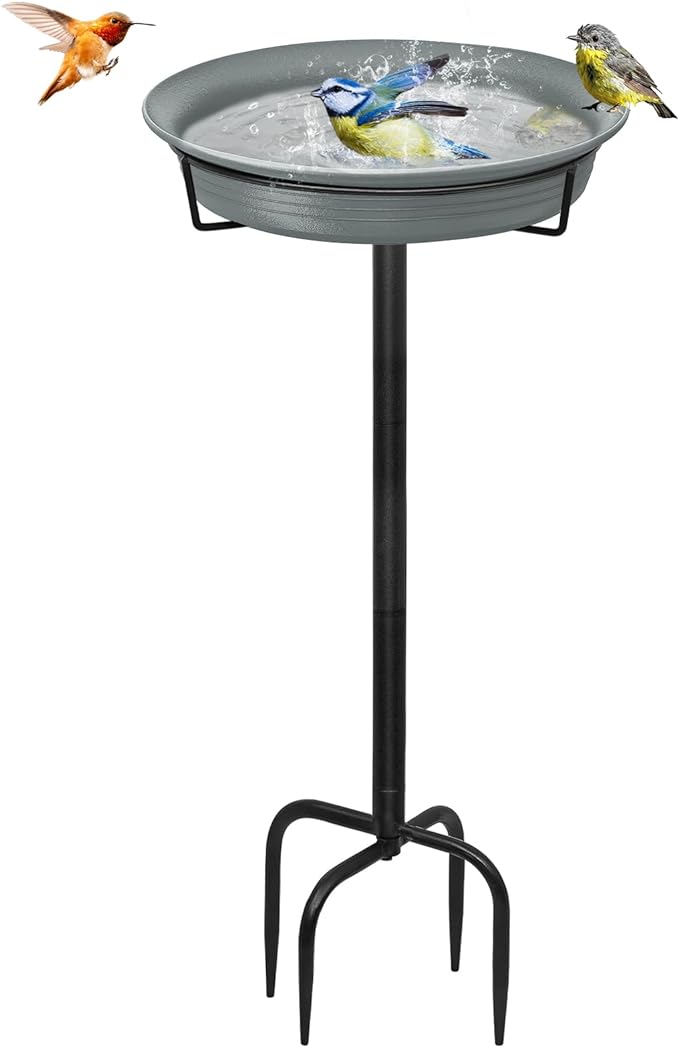 28In Freestanding Birdbaths Bowl Outdoor, Free Standing Garden Bird Bath Bird by YALINKA