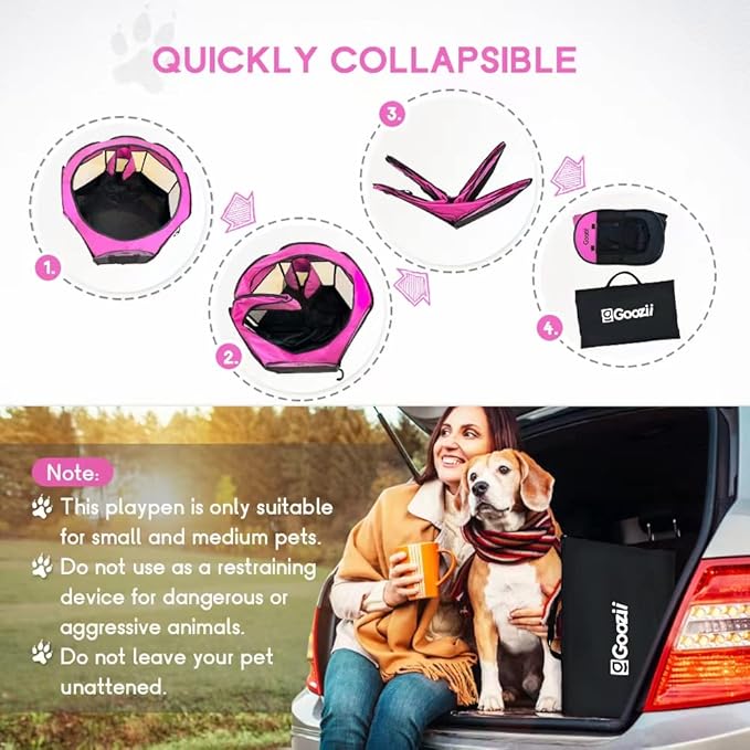 GOOZII Portable Dog Playpen for Small Dogs Indoor Outdoor, Foldable Pet Puppy - Image 6