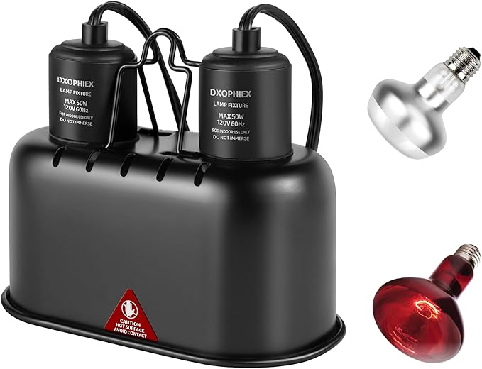 DXOPHIEX Nano Reptile Heat Lamp Fixture, Dual Reptile Light Fixture by DXOPHIEX
