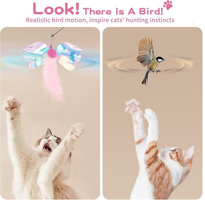 Pawaboo Feather Teaser Cat Toy, Interactive Feather Wand Cats Toy Flying - Image 4
