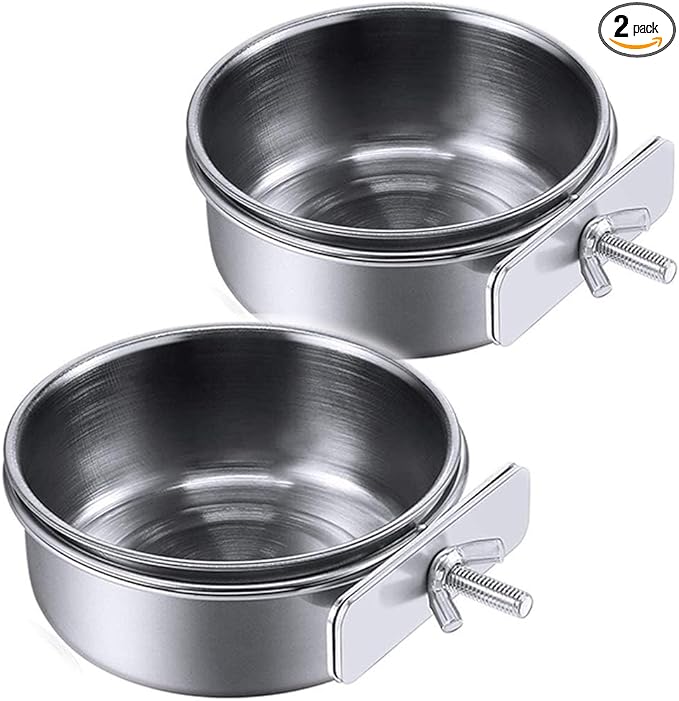 PINVNBY 2PCS Parrot Feeding Cups Birds Food Dish Stainless Steel Parrot Feeders by PINVNBY