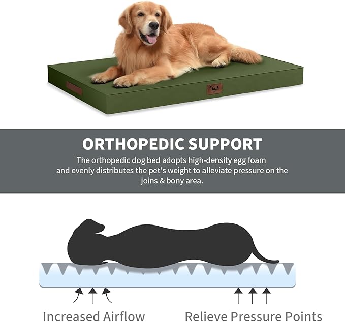 Outdoor Dog Bed for Medium Dogs, Waterproof Dog Crate Mat Orthopedic Egg Crate - Image 2