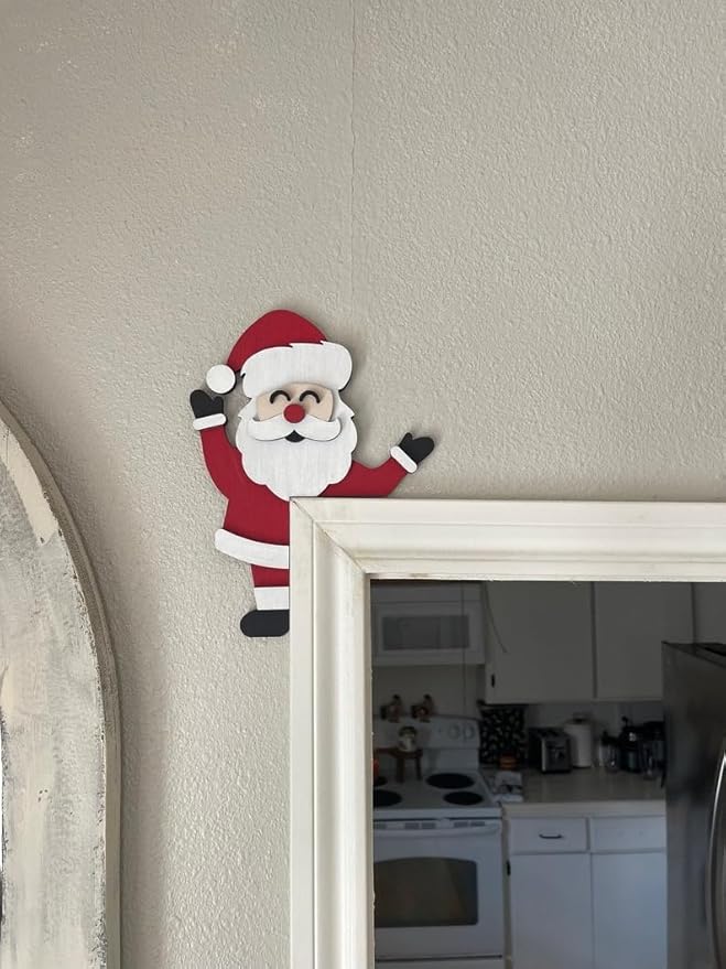 Christmas Door Topper Holiday Home Decor Funny Snowman Santa Claus Top Door - Image 3