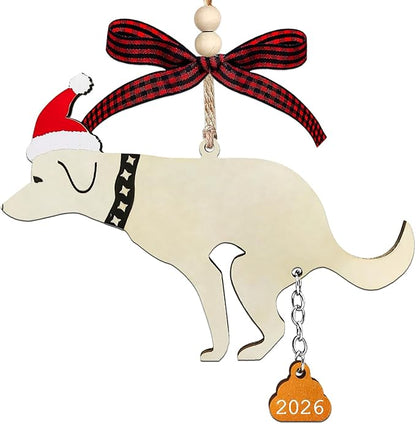 Funny Christmas Ornaments 2026, Wooden Dog Ornament by JUNQIUUS