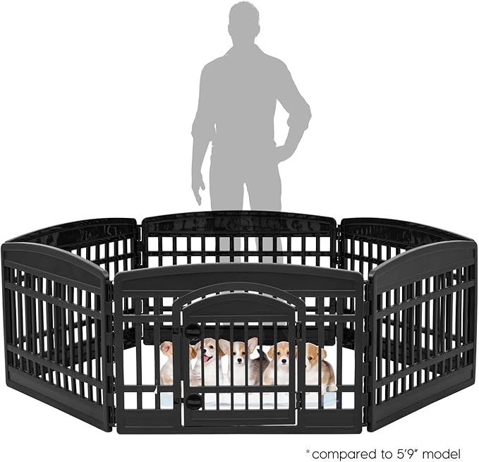IRIS USA Dog Playpen with Door, 24” 6 Panel Pet Exercise Pen – Indoor Outdoor - Image 2