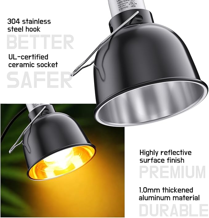 MRREPTILE Reptile Light Fixture – 5.5'' Deep Dome Lamp - Image 3