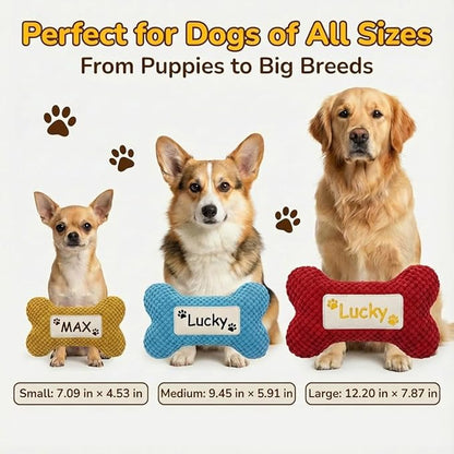 Personalized Dog Bone-Shaped Squeaky Toy – Custom Embroidered Name, Durable - Image 6