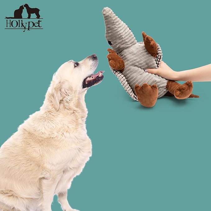 Hollypet Plush Dog Squeaky Toy Stuffed Armadillo Animal Pet Puppy Chew Toys - Image 5
