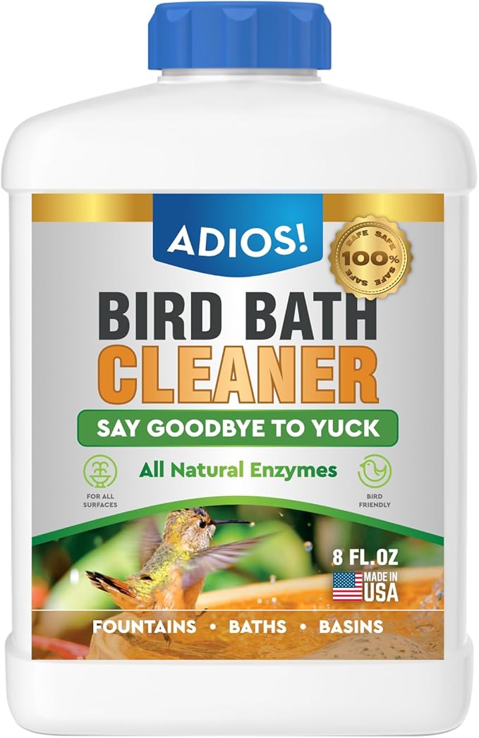 ADIOS! Bird Bath Cleaner for Outdoor Fountains and Bowls, Safely Cleans Metal by Adios