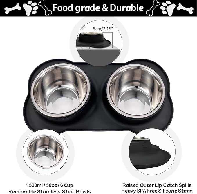 AsFrost Dog Food Bowls Stainless Steel Dog Bowls, Dog Food and Water Bowl Set - Image 2