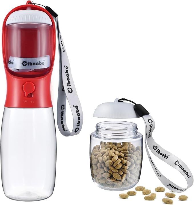 Cibaabo Dog Water Bottle with Food Container, Travel Puppy Water Bowl, Portable by Cibaabo