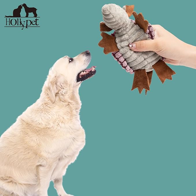Hollypet Plush Dog Squeaky Toy Stuffed Armadillo Animal Pet Puppy Chew Toys - Image 5