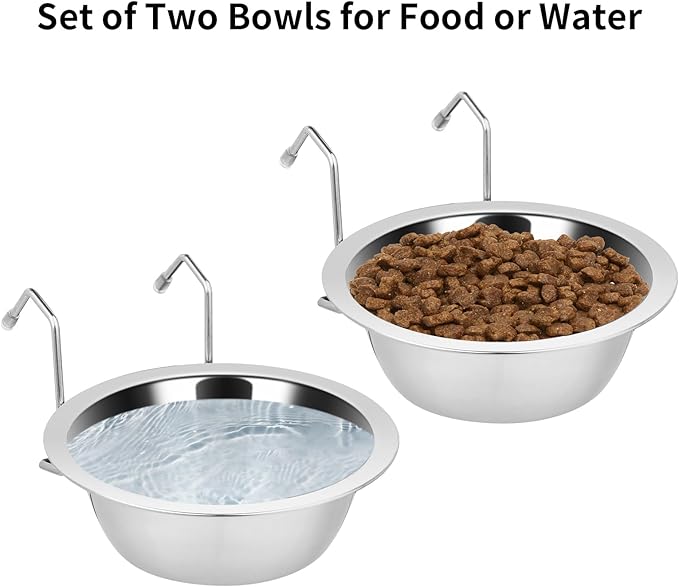 Fri4Free 2PCS Kennel Water Bowl Hanging, Stainless Steel Puppy Bowls - Image 4