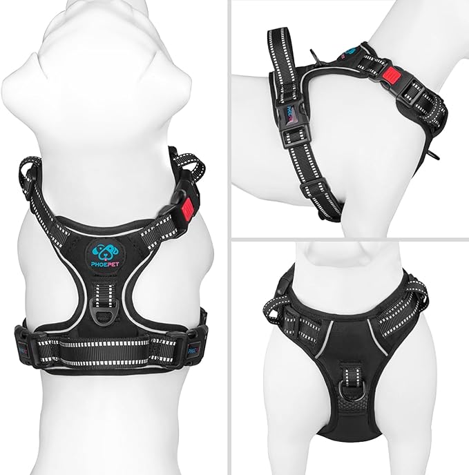 PHOEPET Reflective Dog Harness Large Breed Adjustable No Pull Vest - Image 2