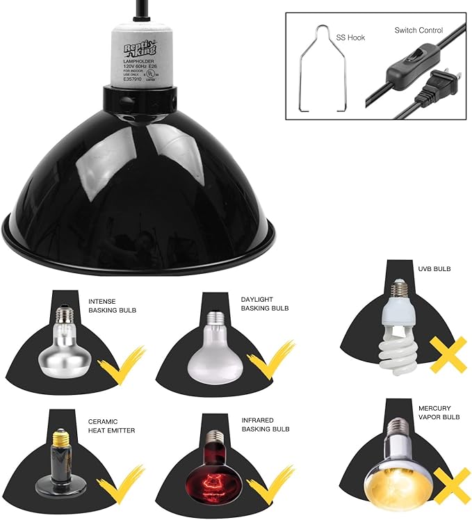 Reptile Light Fixture, 8.5'' Reptile Dome - Image 2