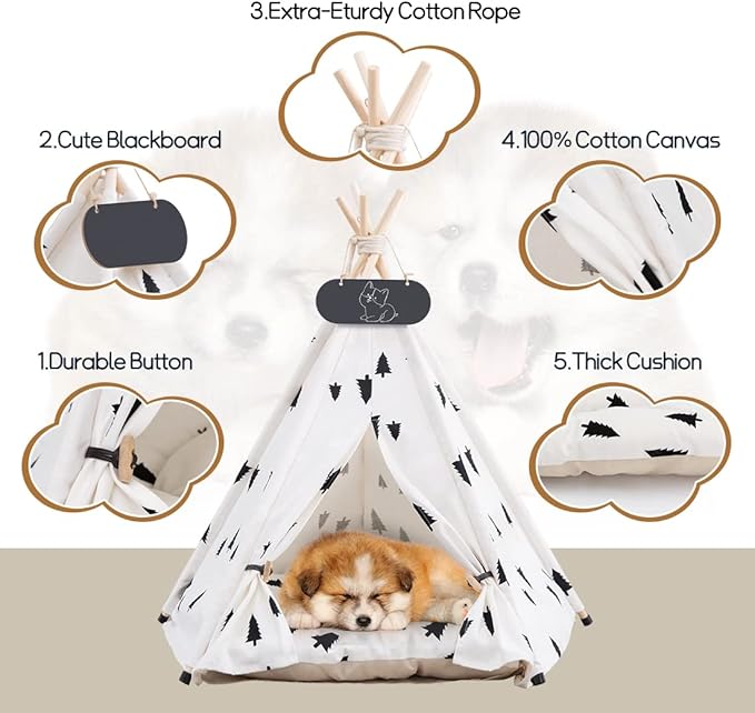 Pet Teepee Tent for Dogs & Cats Dog Bed - Image 4