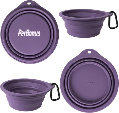PetBonus 2-Pack Silicone Collapsible Dog Bowls, BPA Free Dishwasher Safe - Image 2