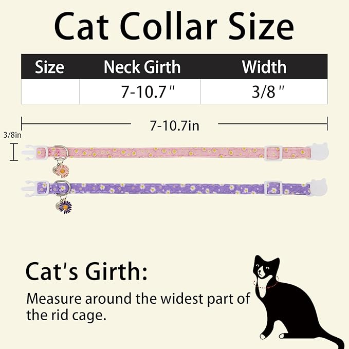 Cat Collars for Girl Cats & Boys, 2 Pack Soft Cotton Breakaway Collar - Image 6