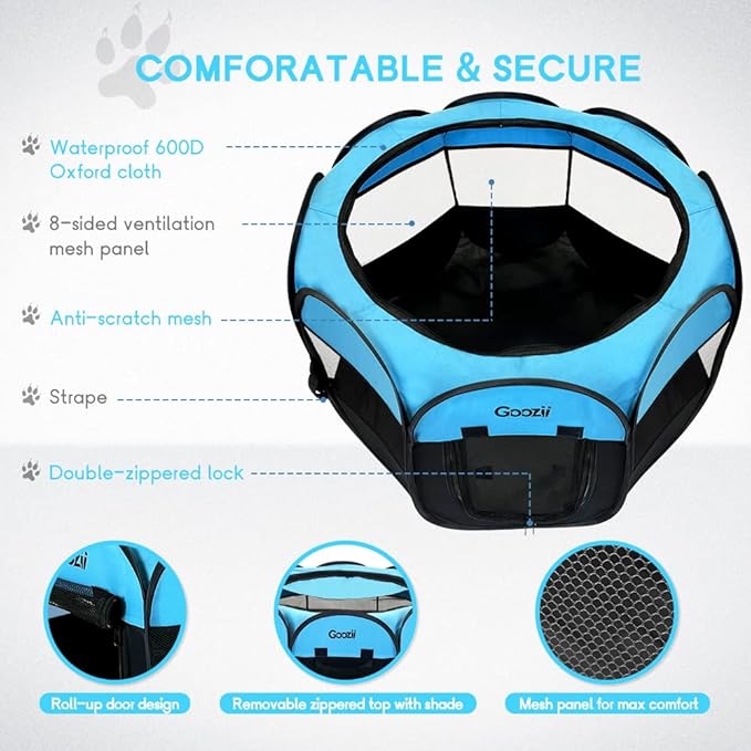 GOOZII Portable Dog Playpen Indoor Outdoor, Collapsible Pet Dog Playpen - Image 5