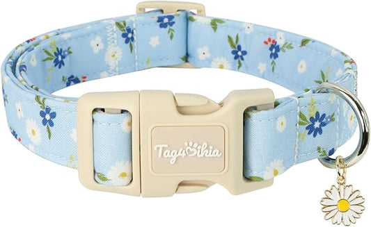 Dog Collar with Floral Patterns, Spring Summer Collection Blue Dog Collar with by Unknown