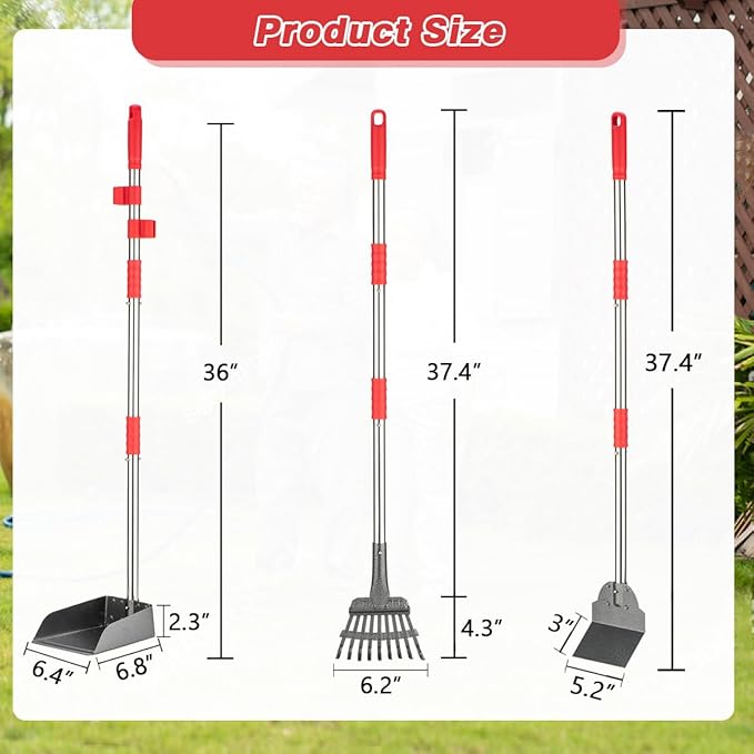 FUSBUNTY Pooper Scooper, Long Handle Dog Pooper Scooper, Heavy Duty Stainless - Image 2