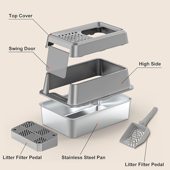 URPOWER Stainless Steel Cat Litter Box - Image 7