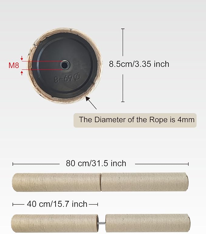TIMHAKA Cat Scratching Post Replacement, Refill Sisal Rope Scratcher Posts - Image 3