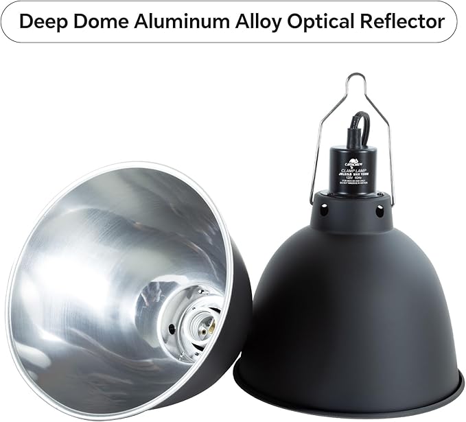 Reptile Light Fixture, 8.1in Deep Dome Reptile Heat Lamp Fixture - Image 2