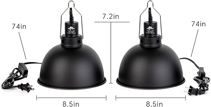 2 Pack Reptile Light Fixture, 8.5in Deep Dome Reptile Lamp Fixture, Optical - Image 6