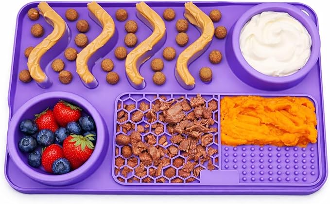 Silicone Dog Feeding Mat with Slow Feeder & Lick Pad by Unknown