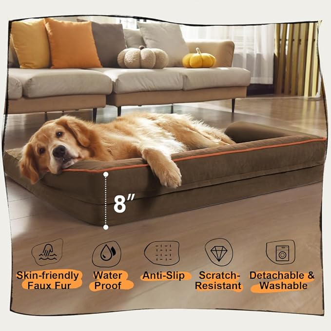 Large Dog Bed Orthopedic Washable: Extra Brown XL XLarge Big Dog Bed - Image 6