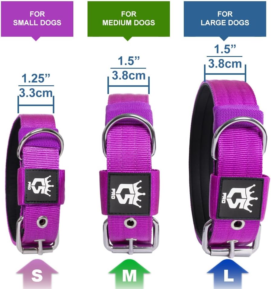 TSPRO Tactical Dog Collar 1.5 Inch Wide Thick Dog Collars with Heavy Duty Metal Buckle, Durable, Strong, Adjustable for Medium to Large Dogs (Geometric L)