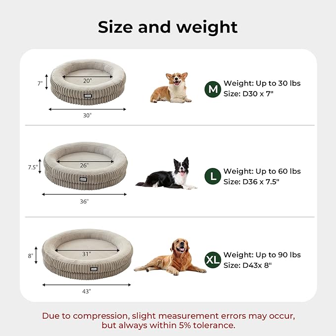 BALANCE Donut Dog Bed, 30 Inches Round Dog Bed Medium Size Dogs Washable - Image 8