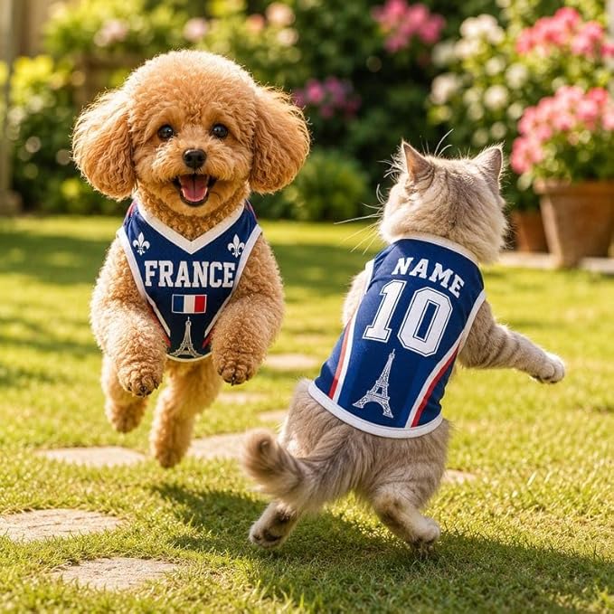 V-DECORPARKS Personalized Pet Soccer Jersey Custom Name Number Dog Cat Football - Image 2