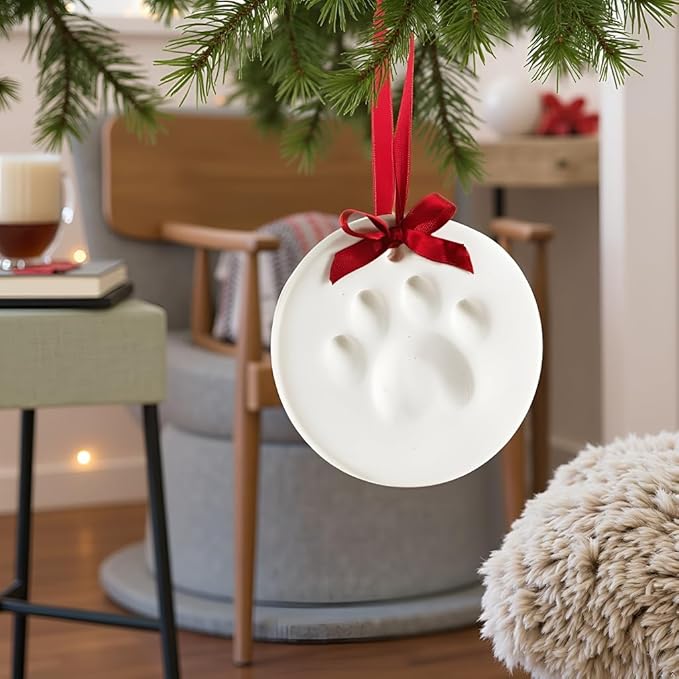 Kate & Milo Holiday Pawprints Christmas Ornament, DIY No Mess Clay Pawprint - Image 3