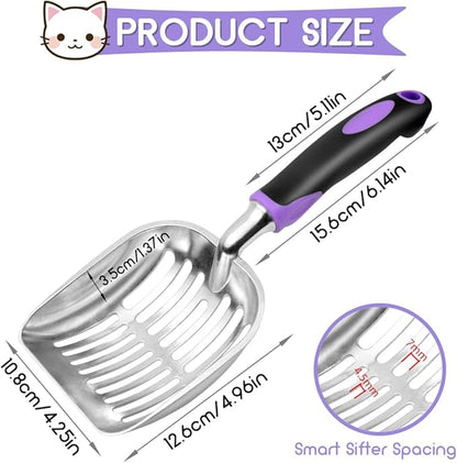 Cat Litter Scoop, Metal Cat Scooper, Rubber Handle Scoop, Sifting Shovel - Image 2