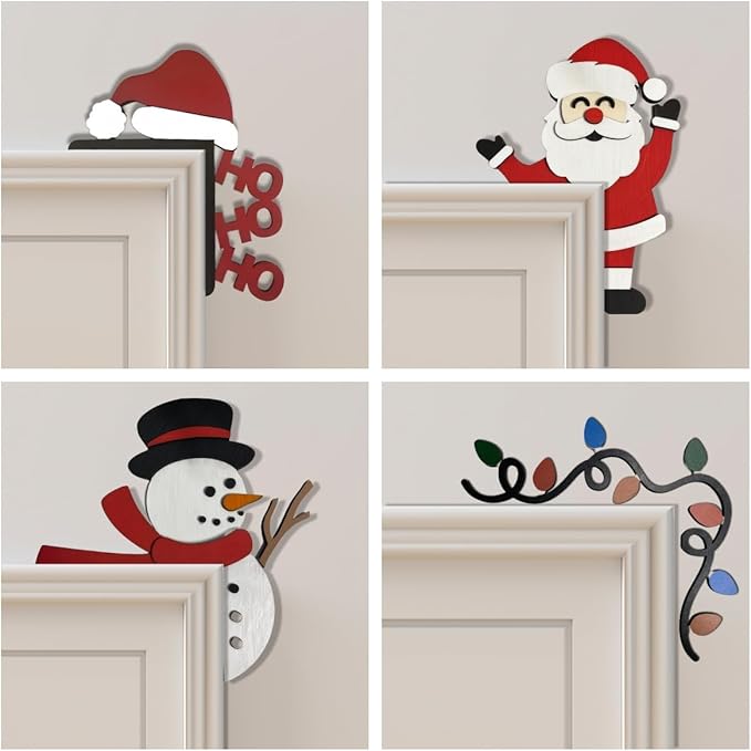 Christmas Door Topper Holiday Home Decor Funny Snowman Santa Claus Top Door - Image 4
