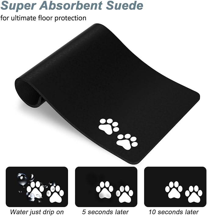 Rnivvi Dog Food Mat, Cute Anti-Slip Rubber Pet Feeding Rug Protect Floors - Image 3