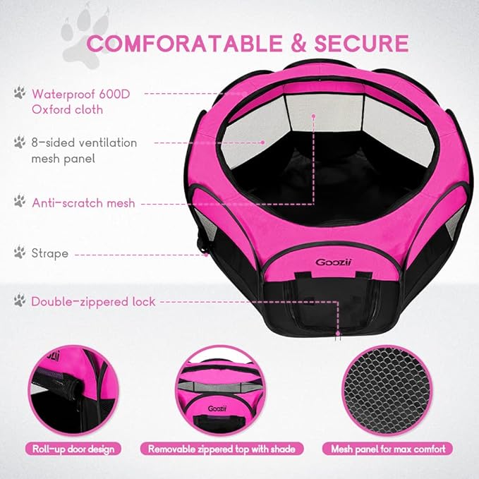 GOOZII Portable Dog Playpen for Small Dogs Indoor Outdoor, Foldable Pet Puppy - Image 5