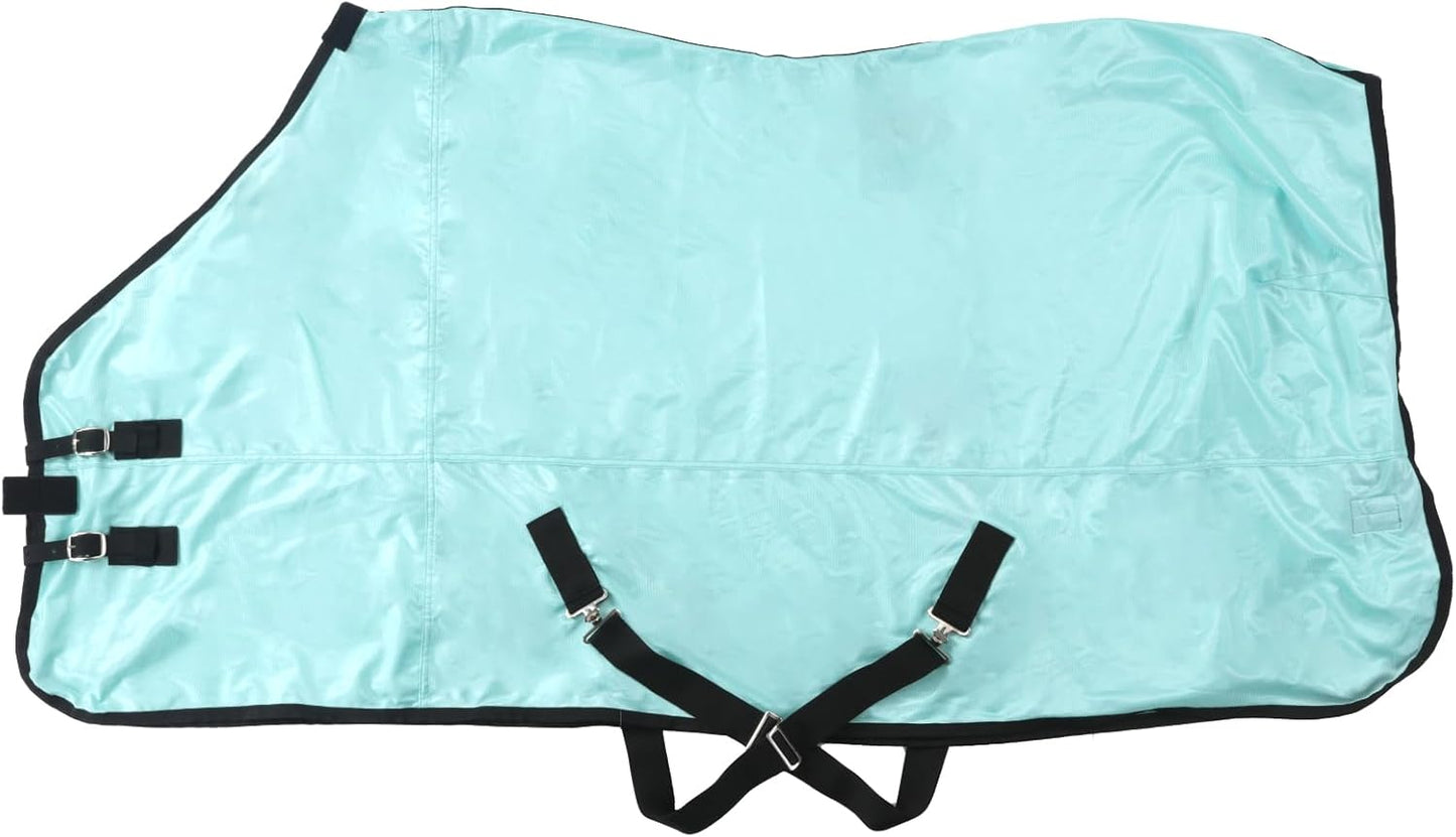 Horse Fly Sheet, Standard Neck Comfy Mesh Fly Sheet for Horses, Equine Summer Sheets UV-Protective Green 63