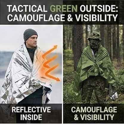 Ruten Double-Sided Green/Silver Thermal Emergency Blanket - Image 2