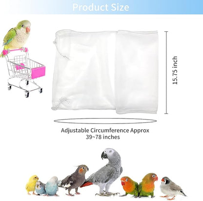 Daoeny Universal Bird Cage Cover, Adjustable Parrot Nylon Airy Soft Mesh Net - Image 3