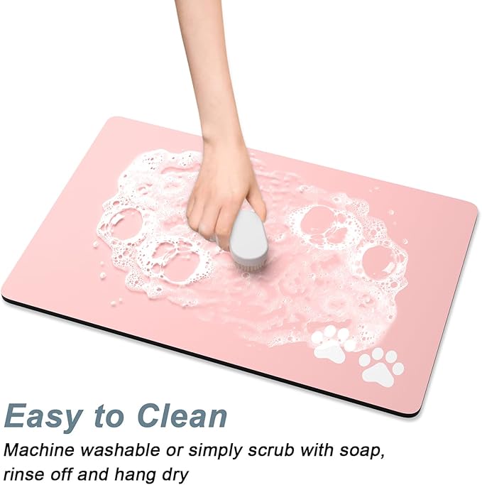 Rnivvi Dog Food Mat, Cute Anti-Slip Rubber Pet Feeding Rug Protect Floors - Image 5