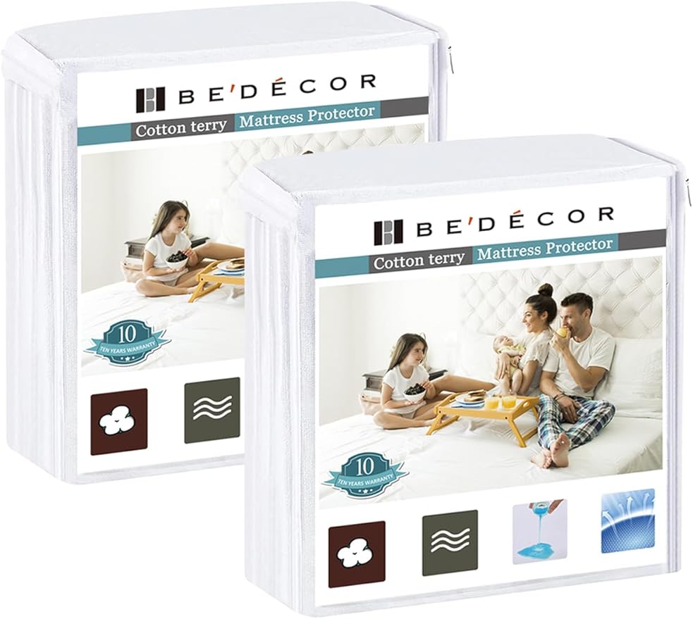 Bedecor 2 Packs Queen Mattress Protector Waterproof Protection Soft Cotton by Bedecor