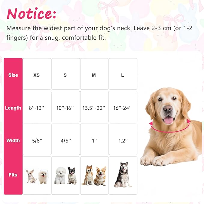 Easter Dog Collar with Cute Bunny & Bow Patterns, Small Dog Collar with - Image 2