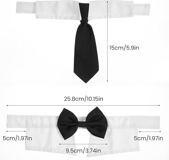 2PCS Dog Cat Tuxedo Collar, Cat Wedding Bowtie, Adjustable Formal Pet Necktie - Image 2