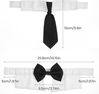 2PCS Dog Cat Tuxedo Collar, Cat Wedding Bowtie, Adjustable Formal Pet Necktie - Image 2
