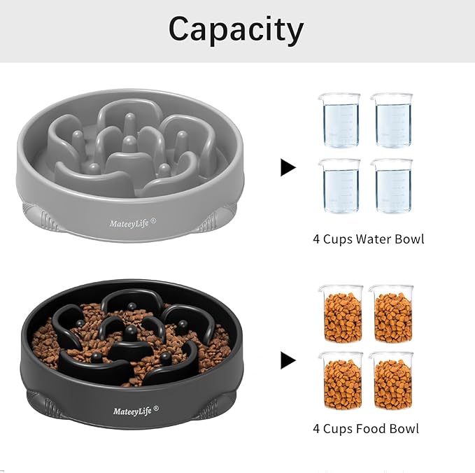 MateeyLife Large Slow Feeder Dog Bowls 2PCS, Anti-Choking Puzzle Dog Food Bowls - Image 5